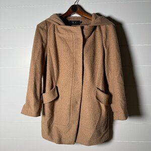 Shuyuan Coat Jacket, Size Large, Nubuck color, Hooded, Snap Buttons
